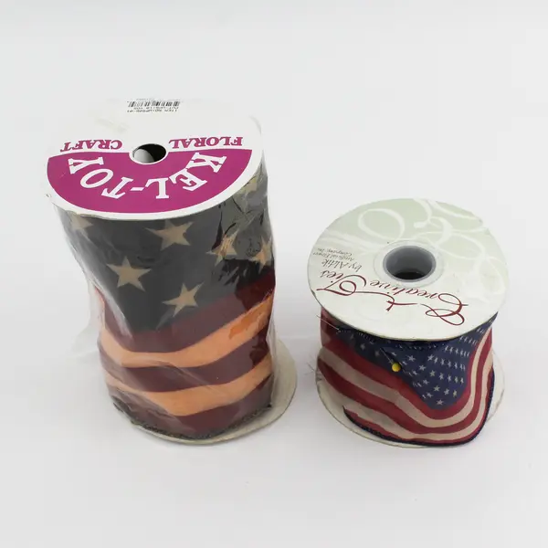 Lot of 2 Flag Patriotic Ribbon, Kel-Toy and Creative Ties