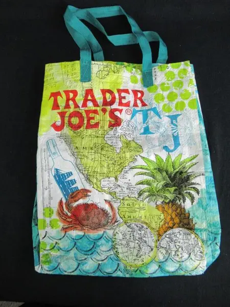 Trader Joe's Reusable Shopping Bag Multicolor Sea Boat Hot Air Balloon Handles