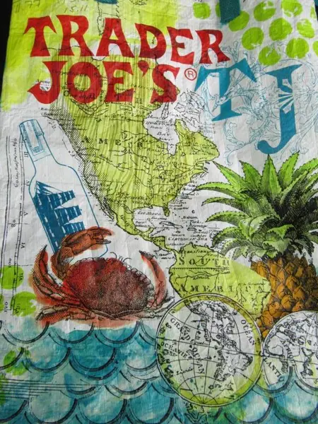 Trader Joe's Reusable Shopping Bag Multicolor Sea Boat Hot Air Balloon Handles