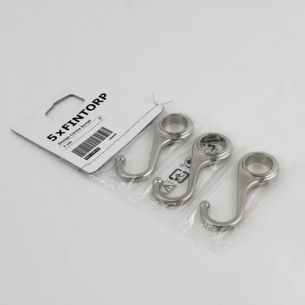 Ikea FINTORP Design Carina Bengs Hooks 3" Silver Kitchen Bath Rod Steel Pkg Of 3
