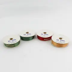 Lot of 4 Vintage Acetate Ribbon Spools, Assorted Colors 25 yds ea. 
