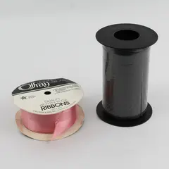 Lot of 2 Spools of Vintage Curling Ribbon Berwick/Offray Black & Pink, 1 New