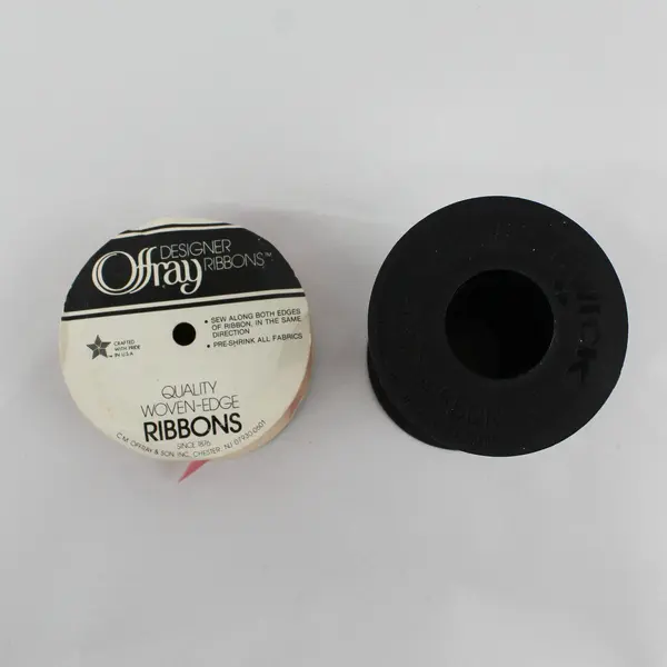 Lot of 2 Spools of Vintage Curling Ribbon Berwick/Offray Black & Pink, 1 New