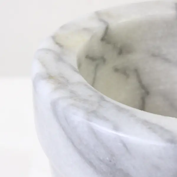 Set Of 2 Unbranded Small White/Gray Marble 4.25" Tall Mortar And Pestle Set
