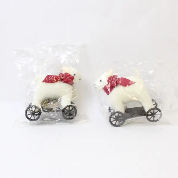 Lot of 2 Midwest of Cannon Falls Hometown Collection Sheep on Wheels Ornaments