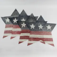 Set of 4 Star Shaped Red White And Blue Stars And Stripes Placemats