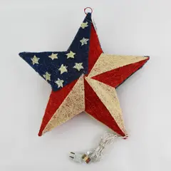 Dennis East Patriotic Red Beige And Blue Star Shaped Plug In Party Light