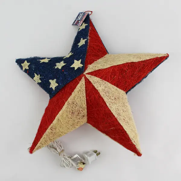 Dennis East Patriotic Red Beige And Blue Star Shaped Plug In Party Light