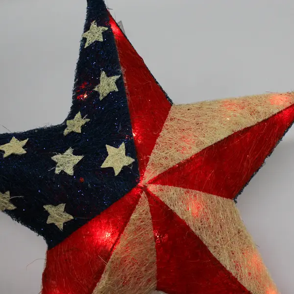 Dennis East Patriotic Red Beige And Blue Star Shaped Plug In Party Light