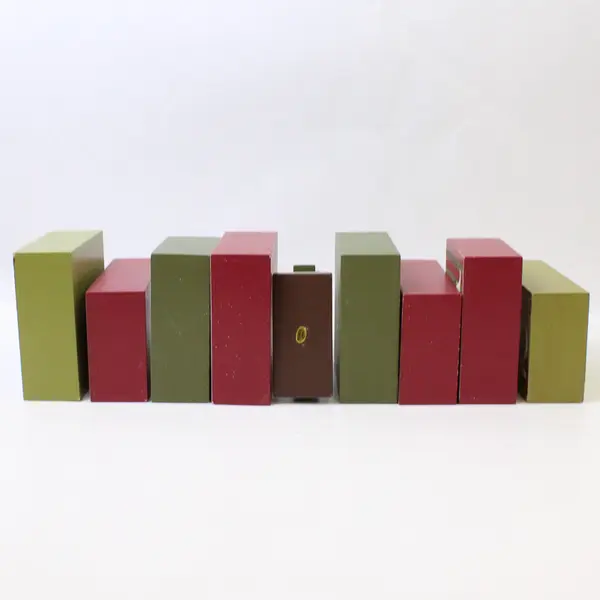 Set of Decorative Wooden Christmas Blocks W/Tree Holiday Collectible