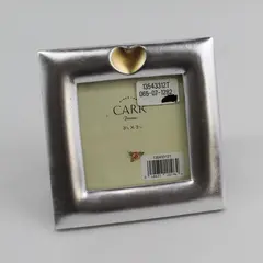 Carr Frames Silver Wood Photo Frame With Gold Heart Indent 3.5" x 3.5"