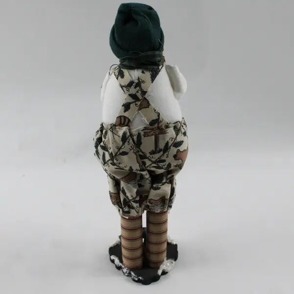 Snowman Figurine with Fishing Pole Holiday Decor Collectible 9.5in