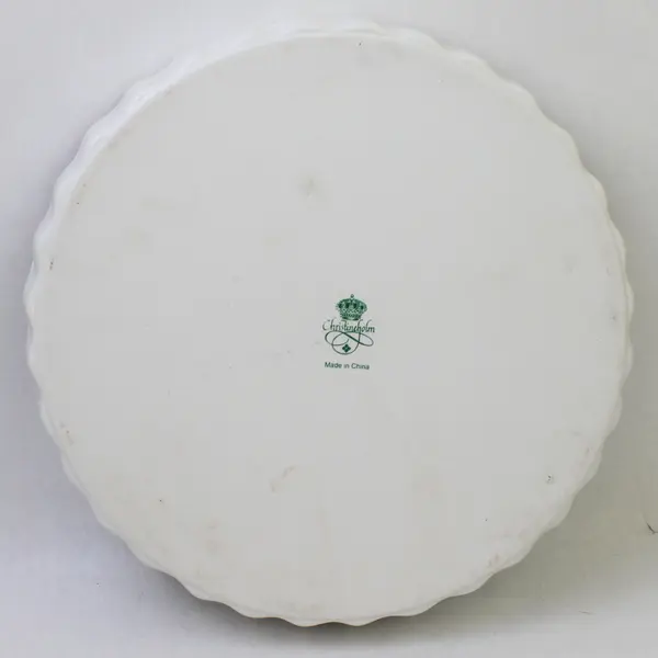Christineholm Rose Pattern White With Pink Floral Ceramic Quiche Dish 10"