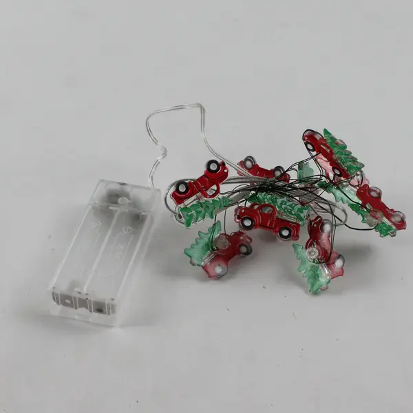 Alpine Truck w/ Christmas Tree 10 LED String Lights Holiday Decor 6in