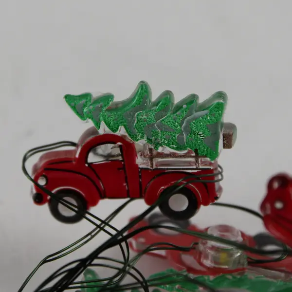 Alpine Truck w/ Christmas Tree 10 LED String Lights Holiday Decor 6in