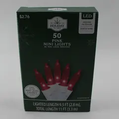 Holiday Time 50 Pink Mini String Lights Indoor/Outdoor New