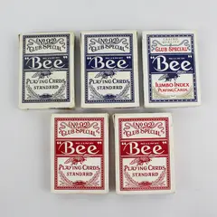 Lot of 5 Decks of Bee No. 92 Club Special Standard Playing Cards 
