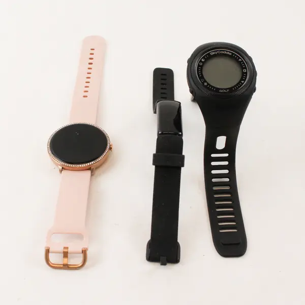 Lot of 3 Fitness Trackers Fitbit Inspire 2 SkyCaddie SW2 Pink Smartwatch AS IS 