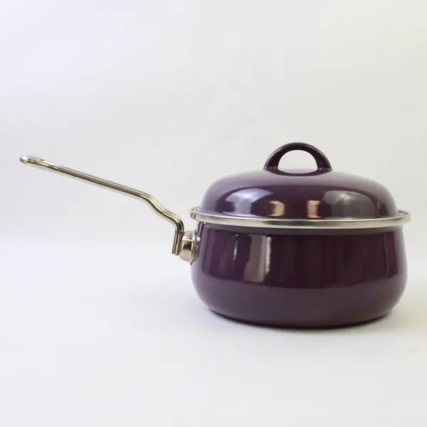 Vitrex Spain Eggplant Purple Enamel Steel 8 Inch Saucepan With Matching Lid