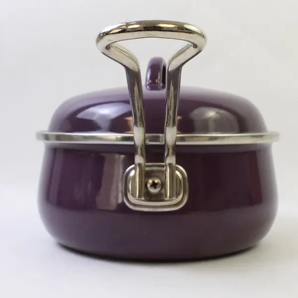 Vitrex Spain Eggplant Purple Enamel Steel 8 Inch Saucepan With Matching Lid