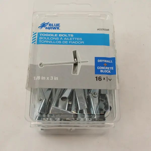 Blue Hawk 16-Pack 1/8 x 3 in Toggle Bolts Hollow Wall Anchors