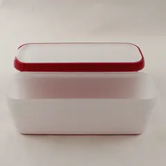 StarPack White and Red Rectangular Food Storage Container 11" x 3.5" x 4"
