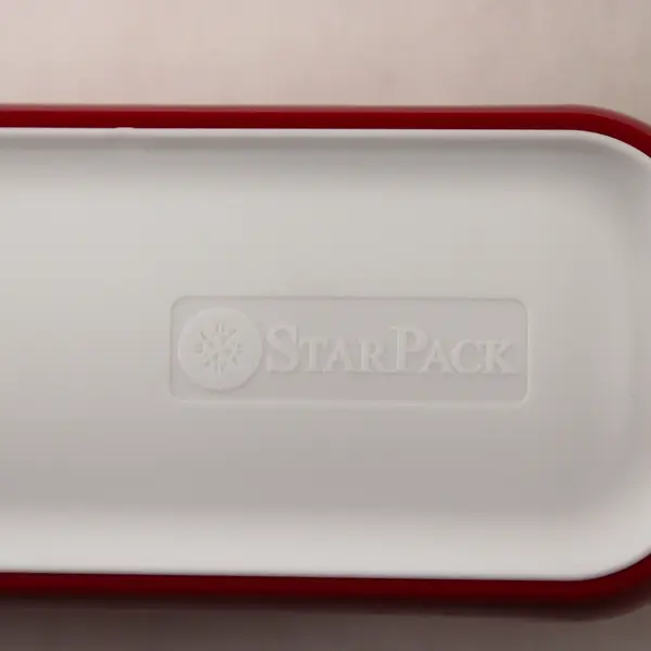 StarPack White and Red Rectangular Food Storage Container 11" x 3.5" x 4"