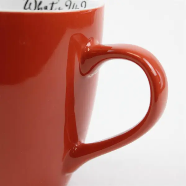 Clay Art "What's Up?" Red With Giraffe & Tie Printed Large Ceramic Mug 5" Tall