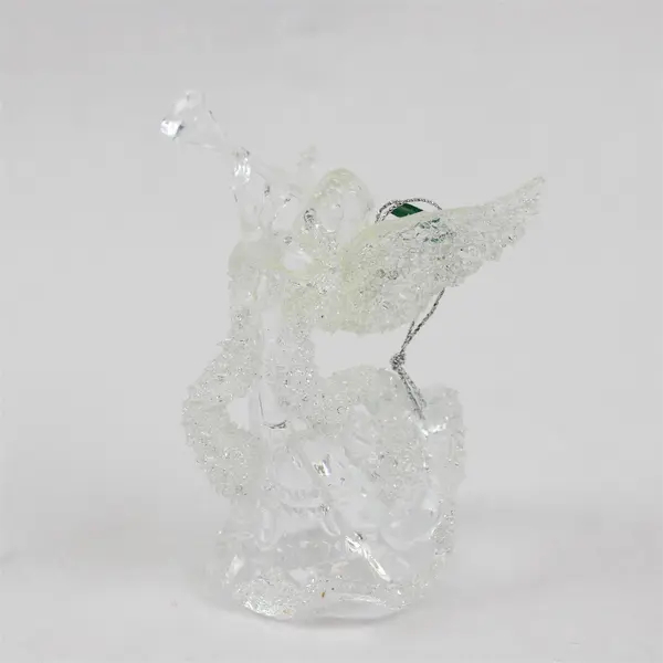 New Vintage-Style Clear Acrylic Textured Glitter Angel Christmas Ornament