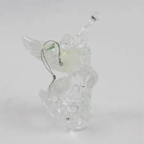 New Vintage-Style Clear Acrylic Textured Glitter Angel Christmas Ornament