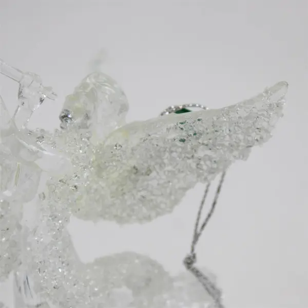 New Vintage-Style Clear Acrylic Textured Glitter Angel Christmas Ornament