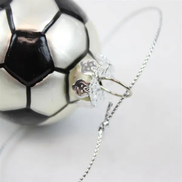 Set of 6 Silver & Black Soccer Ball Christmas Tree Ornaments