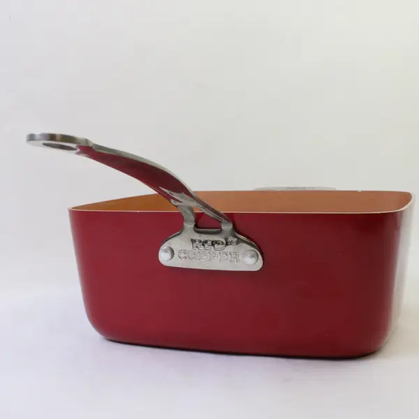 Telebrands Cathy Mitchell Red Copper Infused Square Pan with Fry Basket