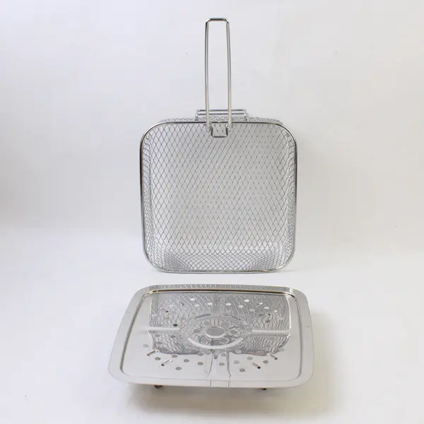 Telebrands Cathy Mitchell Red Copper Infused Square Pan with Fry Basket