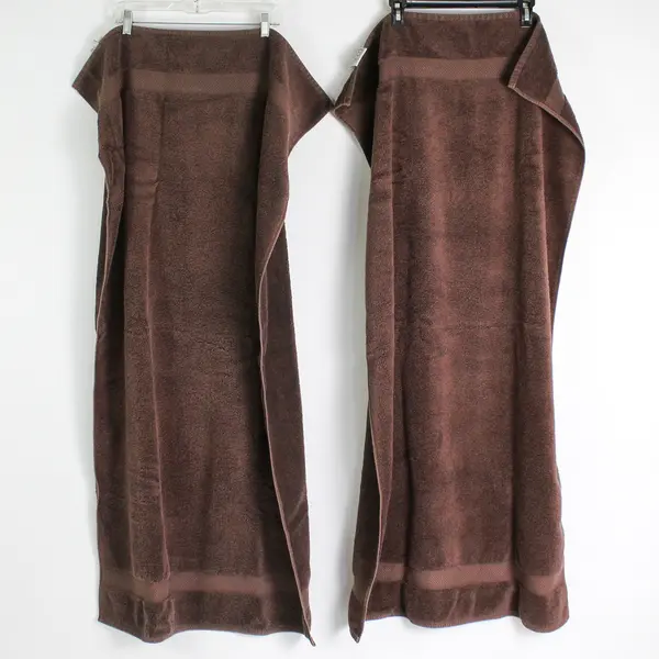 Set Of 2 Wamsutta Bath Towel 100% Cotton Solid Brown Color 27" x 51"
