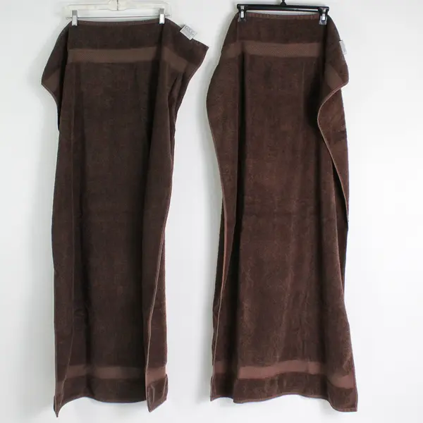 Set Of 2 Wamsutta Bath Towel 100% Cotton Solid Brown Color 27" x 51"