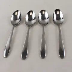 Lot of 4 Oneida Silver Eve Pattern Stainless Steel Teaspoons 6.25" Long Good