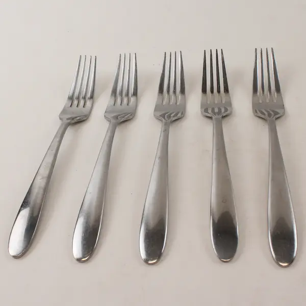 Lot of 5 Oneida Silver Eve Pattern Stainless Steel Dinner Forks 8.25" Long Good