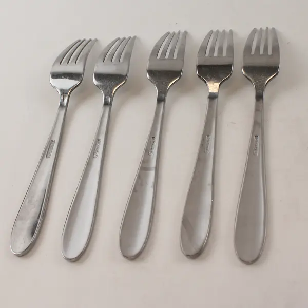 Lot of 5 Oneida Silver Eve Pattern Stainless Steel Dinner Forks 8.25" Long Good