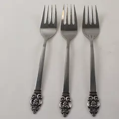 Lot of 3 S.S.S. By Oneida Silver Erika Pattern Salad Forks 6.25" Long Good