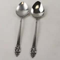 Lot of 2 S.S.S. By Oneida Silver Erika Pattern Oval Soup Spoons 6.75" Long Good