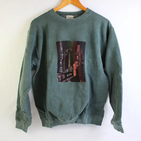Vintage Comfort Colors Adult S Green Totem Pole Graphic Pullover Sweater New