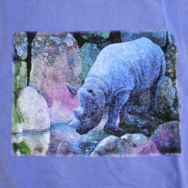 Vintage Comfort Colors Adult XL Lilac Rhino Graphic Short Sleeve T-Shirt New