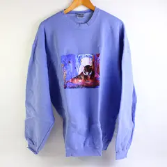 Vintage Oneita Adult XL Lilac Tiger Graphic Crew Neck Pullover Sweater New
