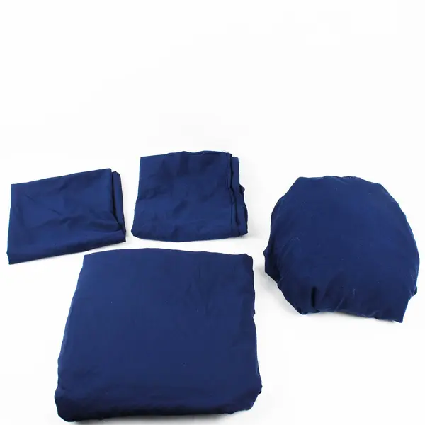  Lot Of 4 Mainstays Solid Blue King Bed Set (2 Pillowcases, 1 Flat, 1 Fitted)