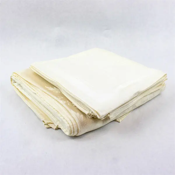 VTG Imported Table Damask Set 66" x 106" White Tablecloth with 12 Napkins FLAWED