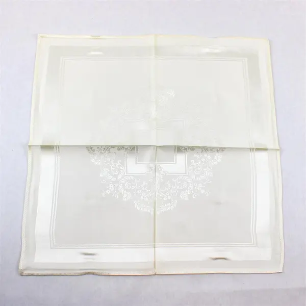VTG Imported Table Damask Set 66" x 106" White Tablecloth with 12 Napkins FLAWED