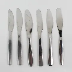 Gourmet Settings 6 Different Unknown Pattern Butter Knives 7" Long Good