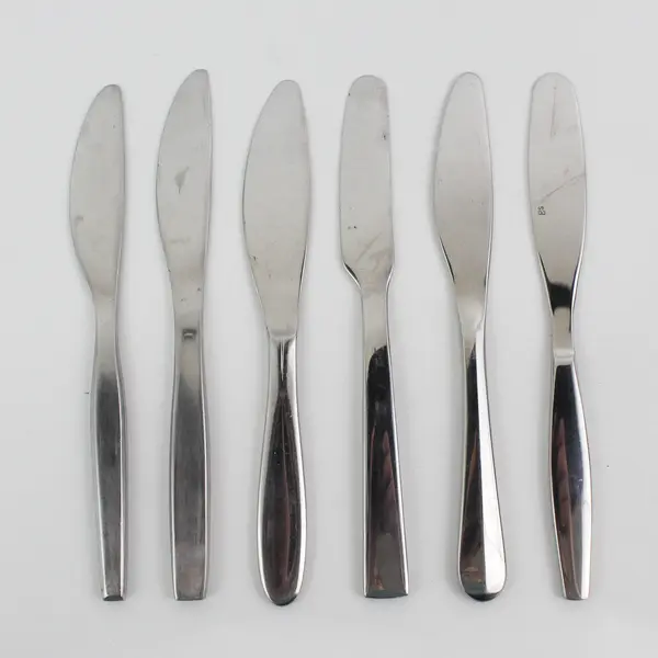 Gourmet Settings 6 Different Unknown Pattern Butter Knives 7" Long Good