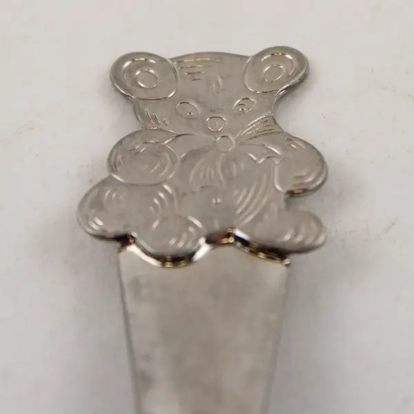 Lot of 2 Vintage Children's Silverware SP Spoon Fork Engraved Bears Good